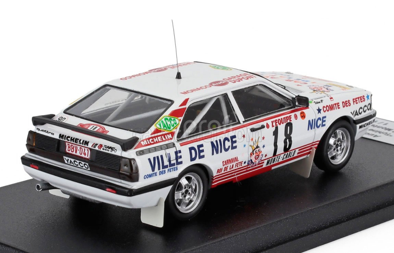 Trofeu Audi Quattro Coupe N 18 Rally Montecarlo 1987 Tchine - Gilles Thimonier 1:43 Bílá