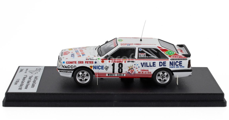 Trofeu Audi Quattro Coupe N 18 Rally Montecarlo 1987 Tchine - Gilles Thimonier 1:43 Bílá