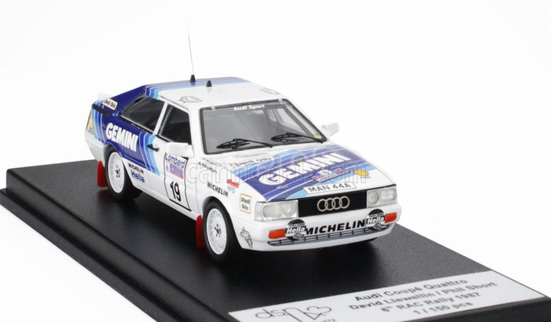 Trofeu Audi Quattro Coupe N 19 Rally Rac Lombard 1987 David Llewellin - Phil Short 1:43 Bílá Modrá