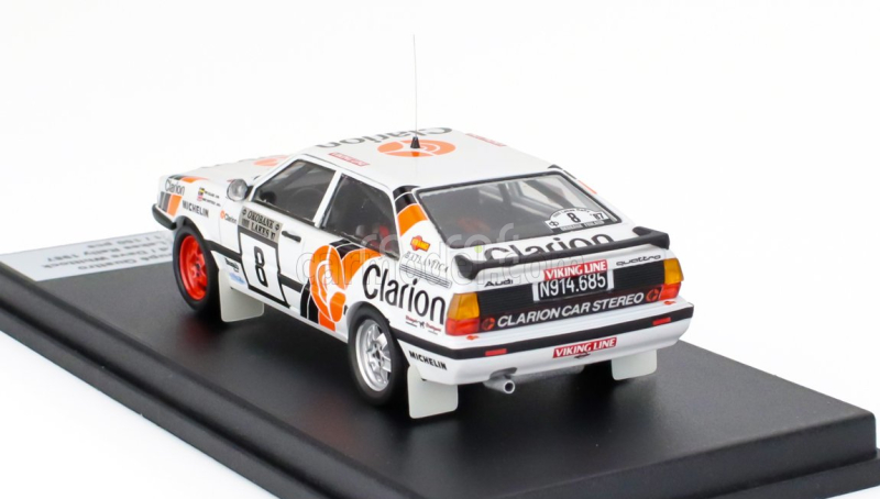 Trofeu Audi Quattro Coupe N 8 Rally 1000 Lakes 1987 Per Eklund - Dave Whittock 1:43 Bílá Modrá Oranžová
