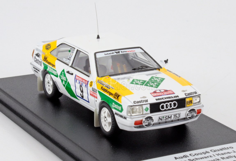 Trofeu Audi Quattro Coupe N 9 2nd Rally Hunsruck 1987 Armin Schwarz - Hans Joachim Hosch 1:43 Bílá Žlutá Zelená
