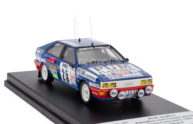 Trofeu Audi Quattro (night Version) N 25 Rally Montecarlo 1985 Pierre Bos - Jean Claude Leuvrey 1:43 Modrá Bílá Červená