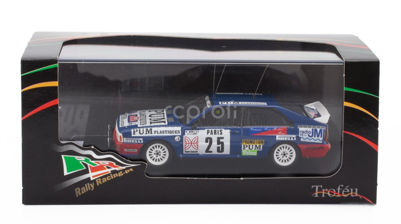 Trofeu Audi Quattro (night Version) N 25 Rally Montecarlo 1985 Pierre Bos - Jean Claude Leuvrey 1:43 Modrá Bílá Červená