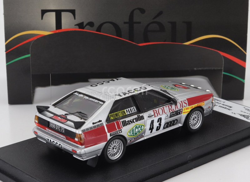 Trofeu Audi Quattro (night Version) N 43 Rally Montecarlo 1982 Jacques Panciatici - Demachy 1:43 Silver Red