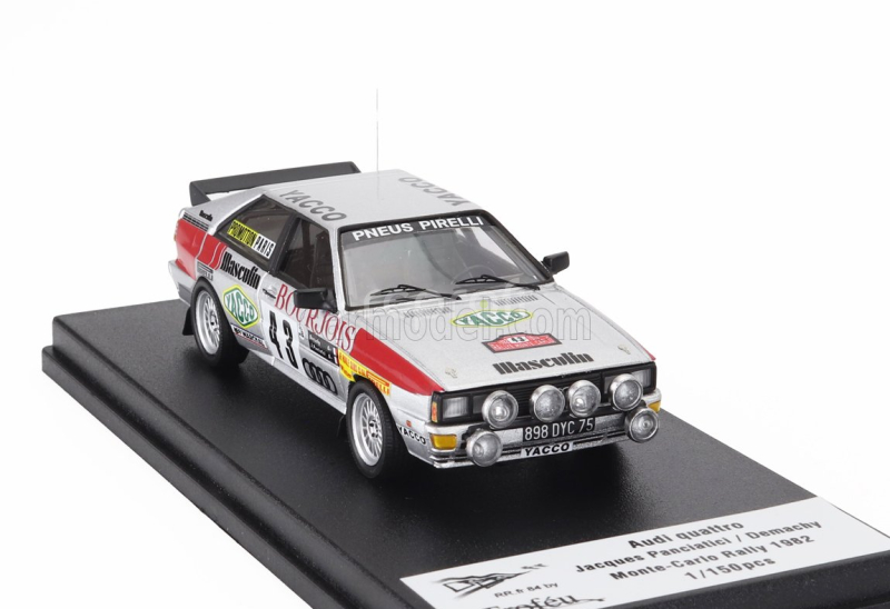 Trofeu Audi Quattro (night Version) N 43 Rally Montecarlo 1982 Jacques Panciatici - Demachy 1:43 Silver Red