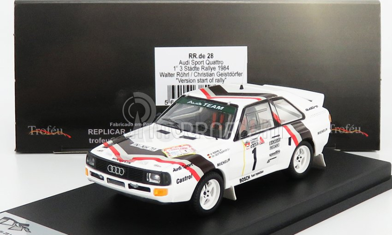 Trofeu Audi Quattro Sport N 1 Winner Rally Stadte 1984 - Start Race Version W.rohrl - C.geistdorfer 1:43 Bílá