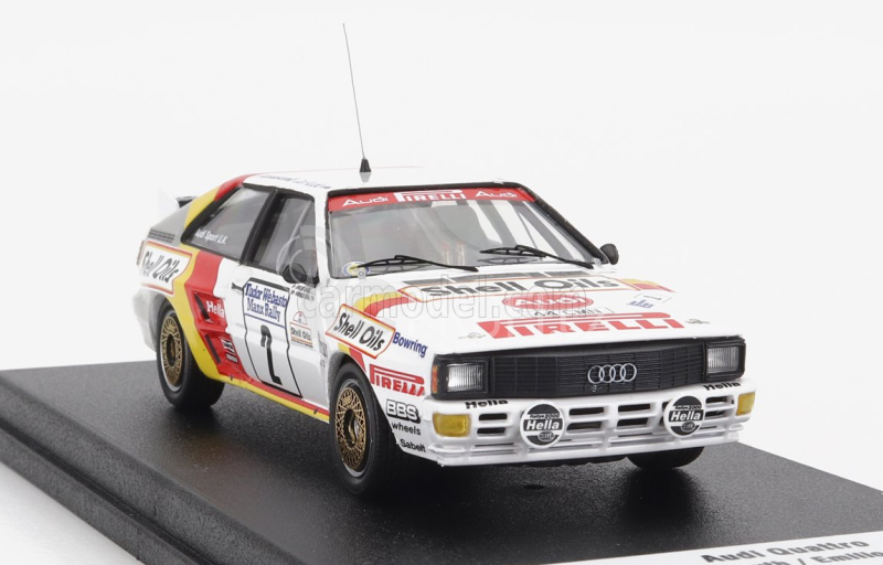 Trofeu Audi Quattro Sport N 2 Manx Isle Of Man Rally 1985 H.demuth - E.radaelli 1:43 Bílá Červená Žlutá