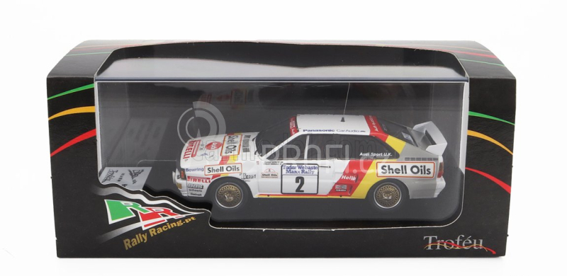 Trofeu Audi Quattro Sport N 2 Manx Isle Of Man Rally 1985 H.demuth - E.radaelli 1:43 Bílá Červená Žlutá