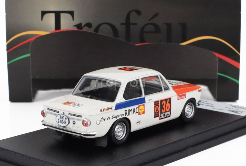 Trofeu BMW 2002 Ti N 36 Rally Londra-messico 1970 Peter Kube - Lothar Ranft 1:43 Bílá Modrá Červená