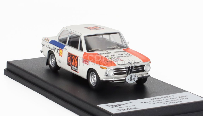Trofeu BMW 2002 Ti N 36 Rally Londra-messico 1970 Peter Kube - Lothar Ranft 1:43 Bílá Modrá Červená