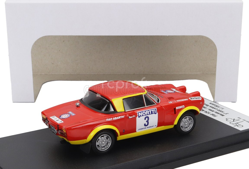 Trofeu Fiat 124 Abarth (night Version) N 3 3rd Rally 1000 Lakes 1974 Markku Alen - Ilkka Kivimaki 1:43 Červená Žlutá