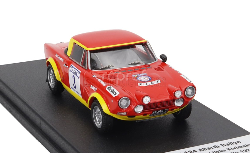 Trofeu Fiat 124 Abarth (night Version) N 3 3rd Rally 1000 Lakes 1974 Markku Alen - Ilkka Kivimaki 1:43 Červená Žlutá