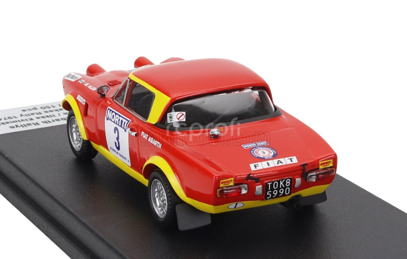 Trofeu Fiat 124 Abarth (night Version) N 3 3rd Rally 1000 Lakes 1974 Markku Alen - Ilkka Kivimaki 1:43 Červená Žlutá