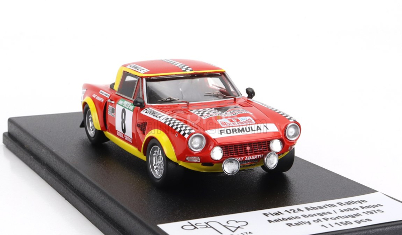 Trofeu Fiat 124 Abarth (night Version) N 8 Rally Portugal 1975 Antonio Borges - Joao Anjos 1:43 Červená Žlutá