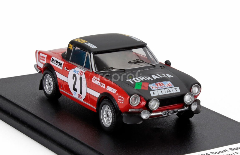 Trofeu Fiat 124 Sport Spider 1600 (night Version) N 21 Rally Tap 1973 Jose Carpinteiro Albino - Fernando Carpinteiro Albino 1:43 Černá Červená
