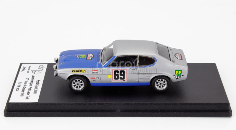 Trofeu Ford england Capri 2600 (night Version) N 69 3rd Rally Tour De Corse 1969 Jean Francais Piot - Jean Todt 1:43 Stříbrná Modrá