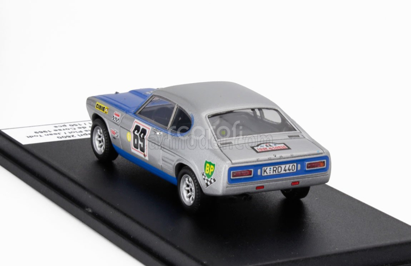 Trofeu Ford england Capri 2600 (night Version) N 69 3rd Rally Tour De Corse 1969 Jean Francais Piot - Jean Todt 1:43 Stříbrná Modrá