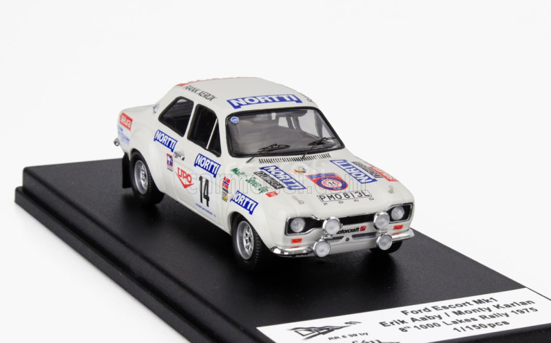Trofeu Ford england Escort Mki (night Version) N 14 Rally 1000 Lakes 1975 Erik Aaby - Monty Karlan 1:43 Bílá