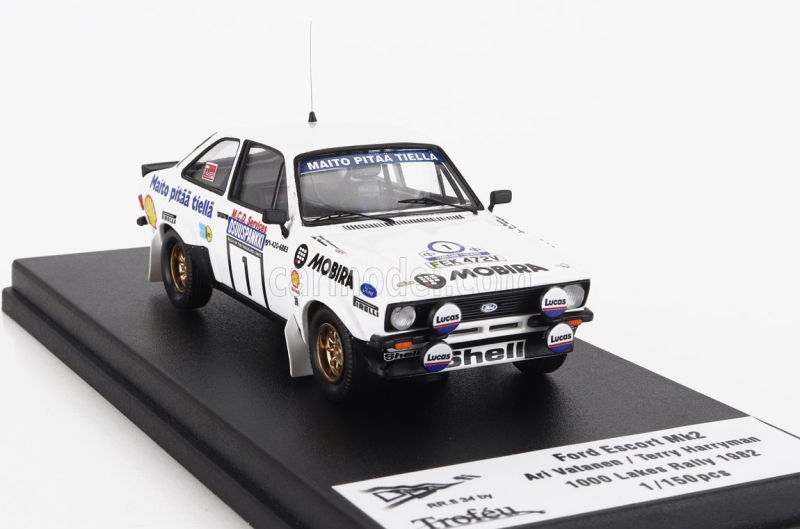 Trofeu Ford england Escort Mkii N 1 Rally 1000 Lakes 1982 Ari Vatanen - Terry Harryman 1:43 Bílá