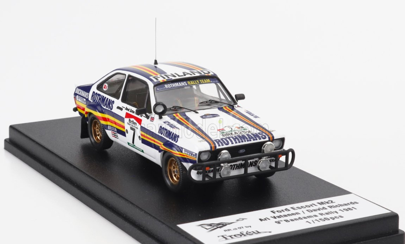 Trofeu Ford england Escort Mkii (night Version) Team Rothmans N 7 Rally Bandama 1981 Ari Vatanen - David Richards 1:43 Bílá Modrá Žlutá