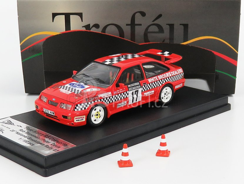 Trofeu Ford england Sierra Cosworth Rs N 17 Rally National Breakdown 1987 R.stoneman - P.davis 1:43 Červená Černá
