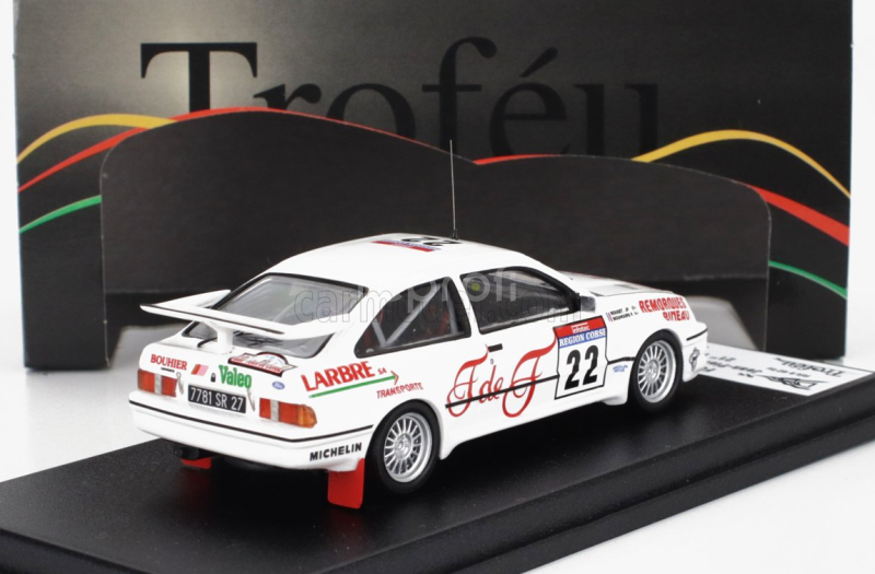 Trofeu Ford england Sierra Rs Cosworth N 22 Rally Tour De Corse 1987 Jean Pierre Rouget - Pascal Bouhours 1:43 Bílá Červená