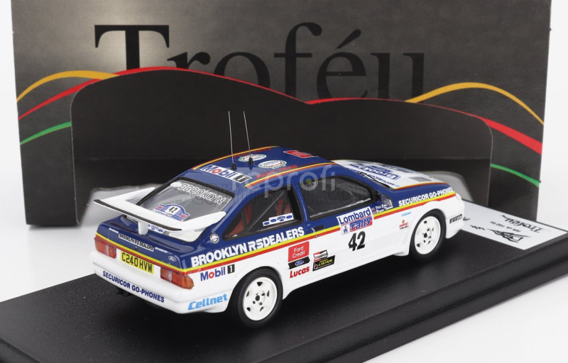 Trofeu Ford england Sierra Rs Cosworth N 42 Rally Rac Lombard 1986 Phil Collins  - Bryan Thomas 1:43 Modrá Bílá
