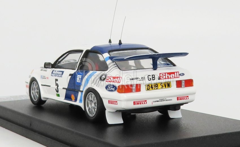 Trofeu Ford england Sierra Rs Cosworth N 5 Rally New Zealand 1989 J.mcrae - R.arthur 1:43 Bílá Modrá
