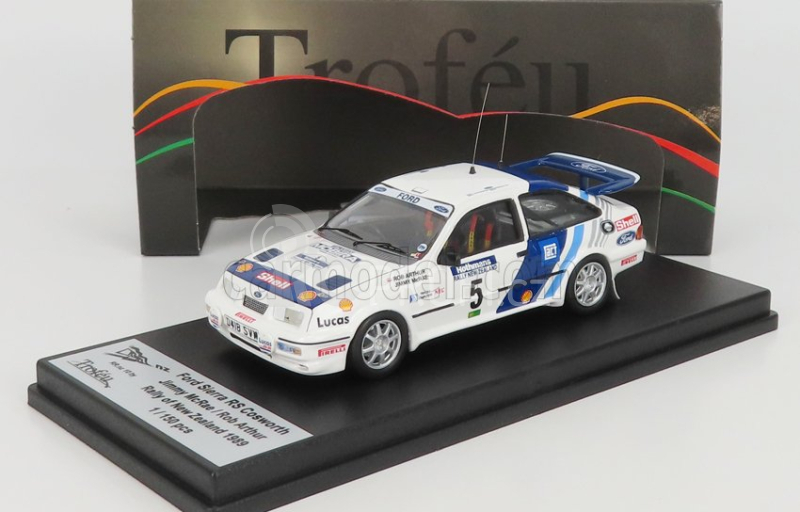 Trofeu Ford england Sierra Rs Cosworth N 5 Rally New Zealand 1989 J.mcrae - R.arthur 1:43 Bílá Modrá