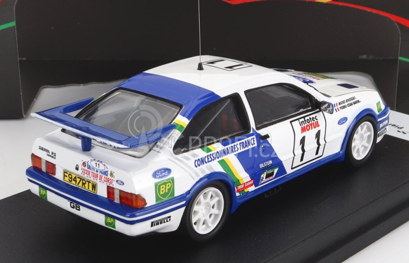 Trofeu Ford england Sierra Rs Cosworth (night Version) N 11 Rally Tour De Corse 1989 P.c.baroni - M.rousseau 1:43 Bílá Modrá
