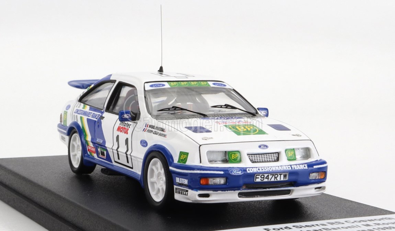 Trofeu Ford england Sierra Rs Cosworth (night Version) N 11 Rally Tour De Corse 1989 P.c.baroni - M.rousseau 1:43 Bílá Modrá