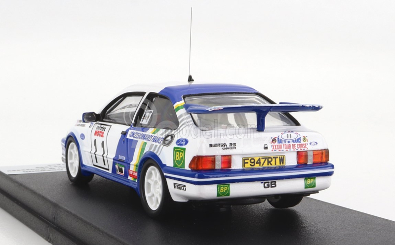 Trofeu Ford england Sierra Rs Cosworth (night Version) N 11 Rally Tour De Corse 1989 P.c.baroni - M.rousseau 1:43 Bílá Modrá