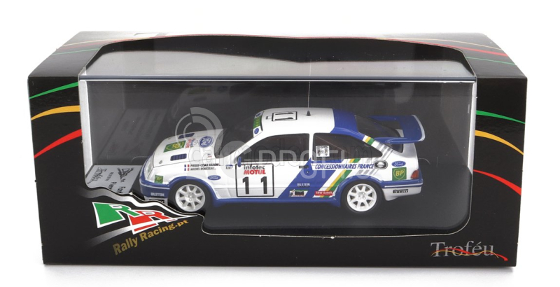 Trofeu Ford england Sierra Rs Cosworth (night Version) N 11 Rally Tour De Corse 1989 P.c.baroni - M.rousseau 1:43 Bílá Modrá