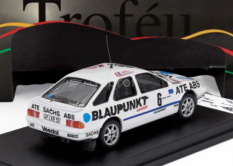 Trofeu Ford england Sierra Xr 4x4 N 6 Winner Rally Invernale Sachs 1986 Gustel Brusch - Detlef Schaller 1:43 Bílá