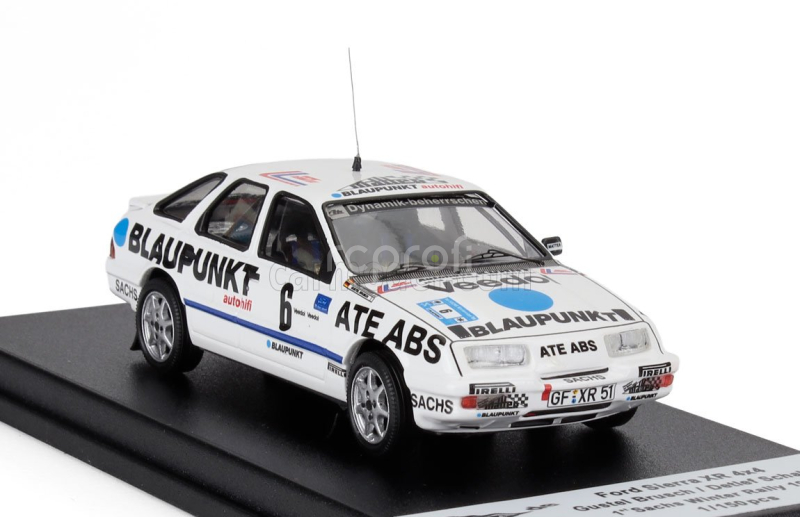Trofeu Ford england Sierra Xr 4x4 N 6 Winner Rally Invernale Sachs 1986 Gustel Brusch - Detlef Schaller 1:43 Bílá