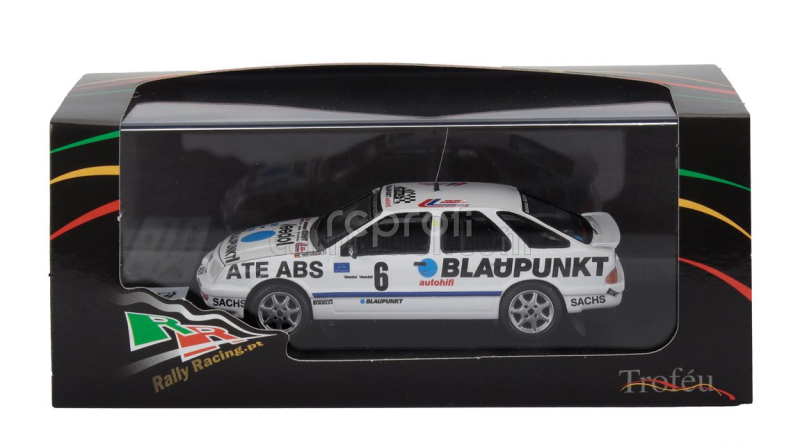 Trofeu Ford england Sierra Xr 4x4 N 6 Winner Rally Invernale Sachs 1986 Gustel Brusch - Detlef Schaller 1:43 Bílá
