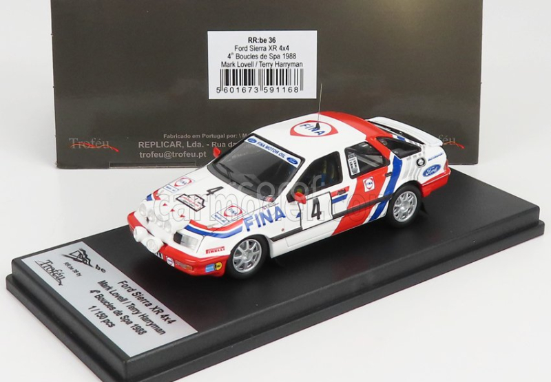 Trofeu Ford england Sierra Xr 4x4 Team Fina (night Version) N 4 Boucles De Spa 1988 M.lovell - T.herryman 1:43 Bílá Červená Modrá