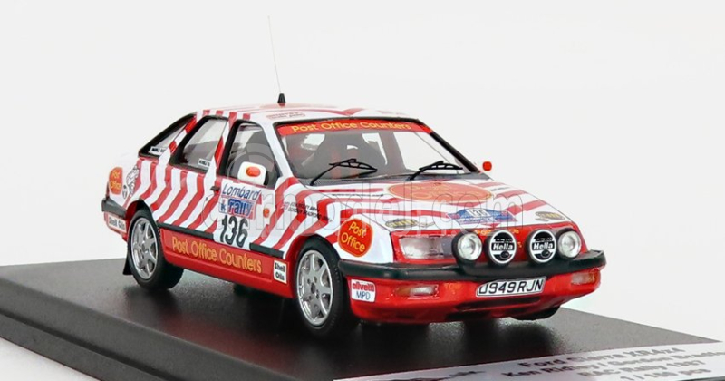 Trofeu Ford england Sierra Xr4x4 (night Version) N 136 Rally Rac Lombard 1987 K.ridley - G.bradford 1:43 Bílá Červená