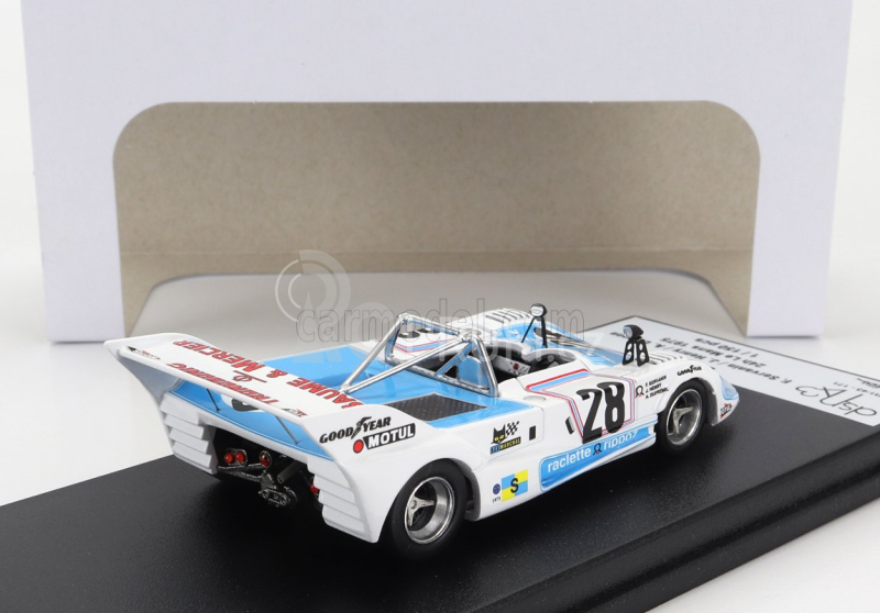 Trofeu Lola T294 1994cc S4 Team Societe Racing Organisation Course N 28 24h Le Mans 1975 Francois Servanin - Jacques Henry - Albert Dufrene 1:43 Bílá Světle Modrá