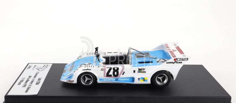 Trofeu Lola T294 1994cc S4 Team Societe Racing Organisation Course N 28 24h Le Mans 1975 Francois Servanin - Jacques Henry - Albert Dufrene 1:43 Bílá Světle Modrá