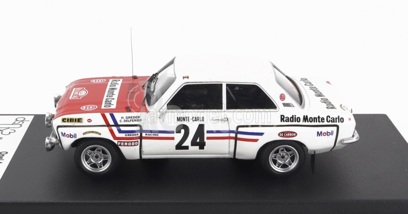 Trofeu Opel Ascona (night Version) N 24 Rally Montecarlo 1972 Henri Greder - Christian Delferier 1:43 Bílá Červená