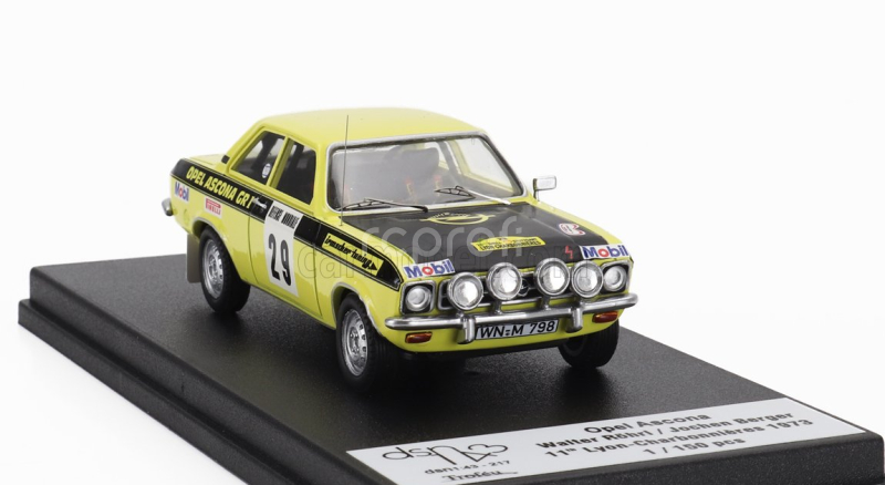Trofeu Opel Ascona (night Version) N 29 Rally Lyon Charbonnieres 1973 Walter Rohl - Jochen Berger 1:43 Žlutá Černá
