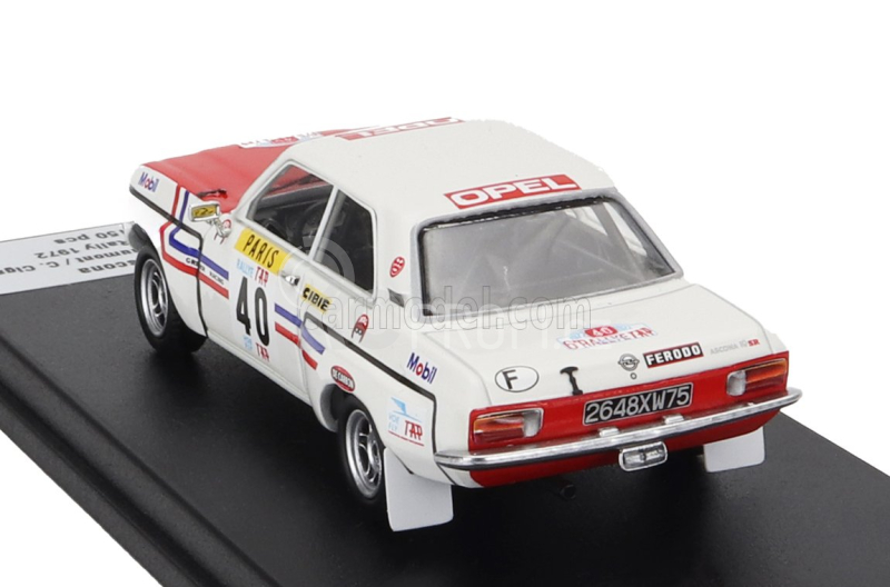 Trofeu Opel Ascona (night Version) N 40 Rally Tap 1972 Marie Claude Beaumont - Christine Cicanot 1:43 Bílá Červená