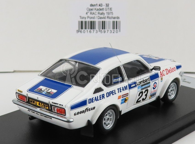 Trofeu Opel Kadett Gt/e (night Version) N 23 Rally Rac Lombard 1975 T.pond - D.richards 1:43 Bílá Modrá