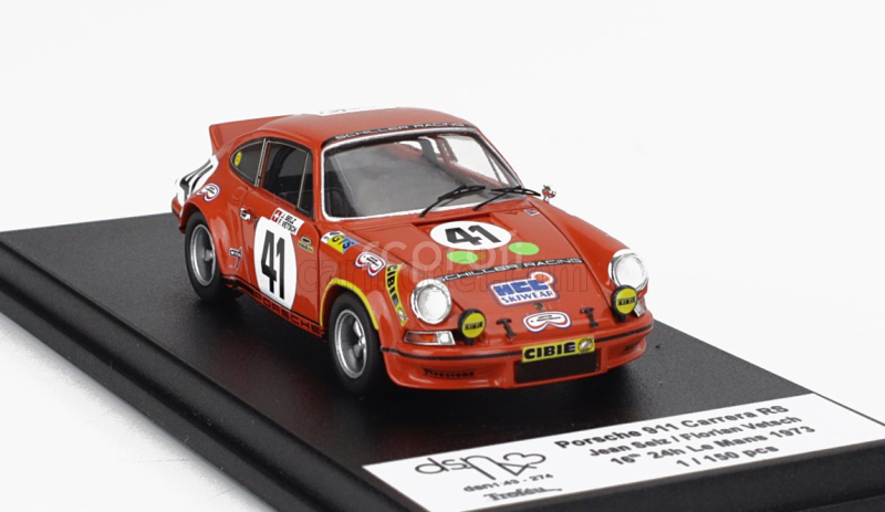 Trofeu Porsche 911 Carrera Rs Coupe N 41 24h Le Mans 1973 Jean Selz - Florian Vetsch 1:43 Orange