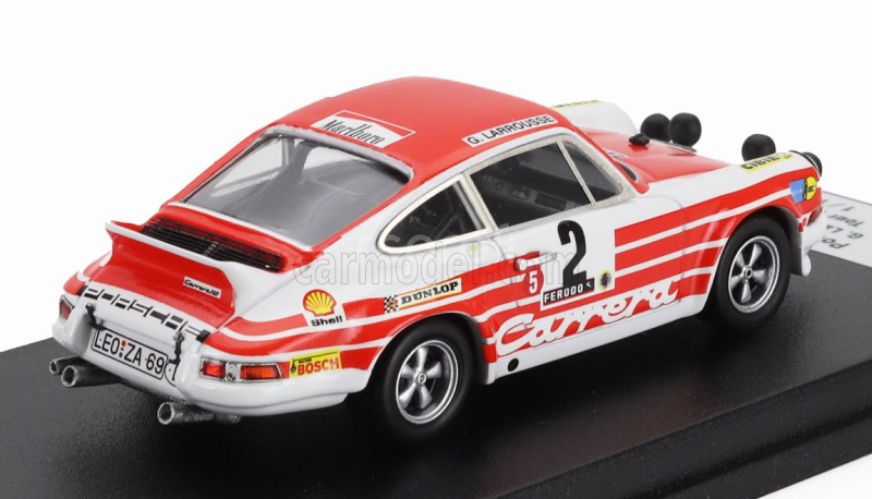 Trofeu Porsche 911 Carrera Rs Coupe (night Version) N 2 Rally Tour De Corse 1972 Gerard Larrousse - Christian Delferier 1:43 Bílá Červená