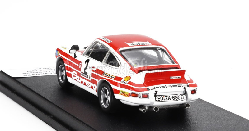 Trofeu Porsche 911 Carrera Rs Coupe (night Version) N 2 Rally Tour De Corse 1972 Gerard Larrousse - Christian Delferier 1:43 Bílá Červená