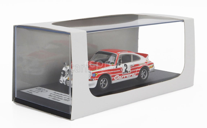Trofeu Porsche 911 Carrera Rs Coupe (night Version) N 2 Rally Tour De Corse 1972 Gerard Larrousse - Christian Delferier 1:43 Bílá Červená