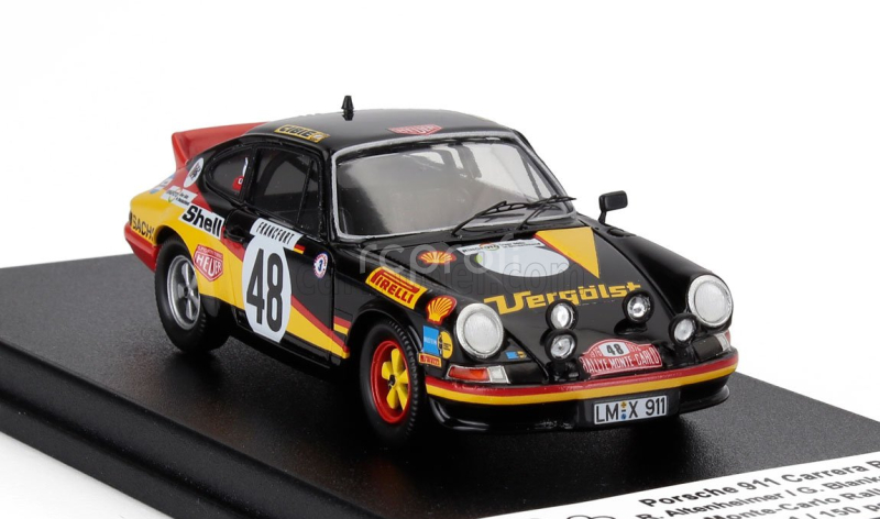 Trofeu Porsche 911 Carrera Rs Coupe (night Version) N 48 Rally Montecarlo 1976 Reiner Altenheimer - Gerd Blankenhagen 1:43 Černá Žlutá Červená