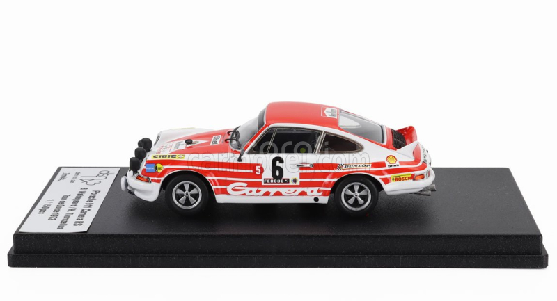 Trofeu Porsche 911 Carrera Rs Coupe (night Version) N 6 Rally Tour De Corse 1972 Bjorn Waldegaard - Hans Thorszelius 1:43 Bílá Červená